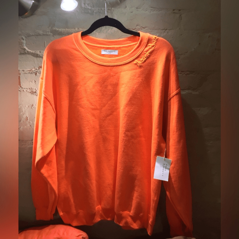 NEW! Park Barrett Beach Bum Neon Orange Crewneck Sweatshirt